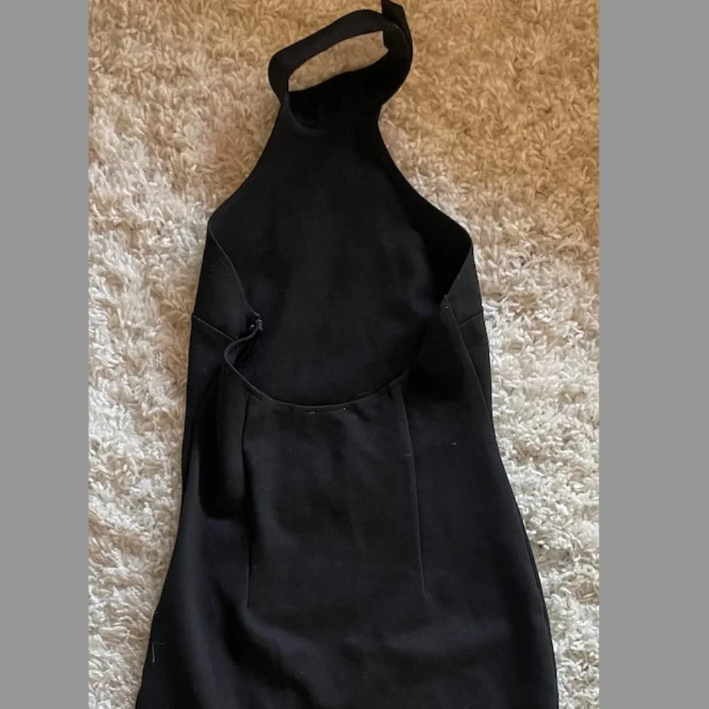 LIKE NEW - Super sexy black dress - high neck, high slit, halter top - Size M - Picture 3 of 3